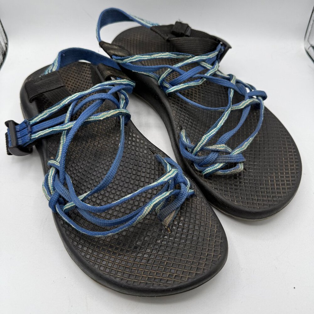 Chaco Women's Z/Cloud Sandals - Blue & Black Webbing, Size 9, Adjustable Str